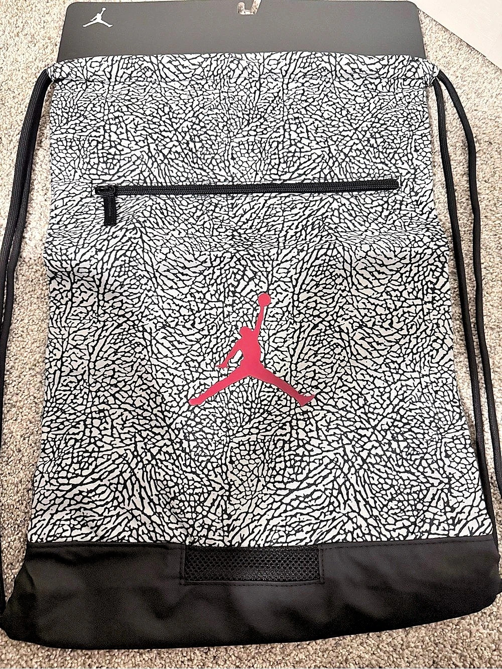 Jordan Sport Gym Sack Elephant Print Backpack Black & Gray NWT